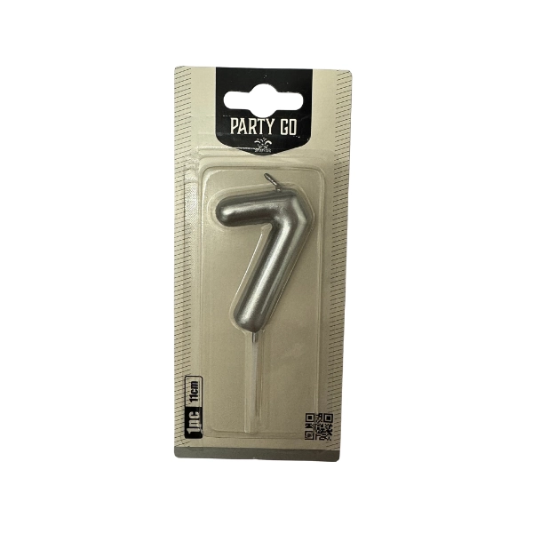 Candela Numero 7 Argento 7cm – Party GO