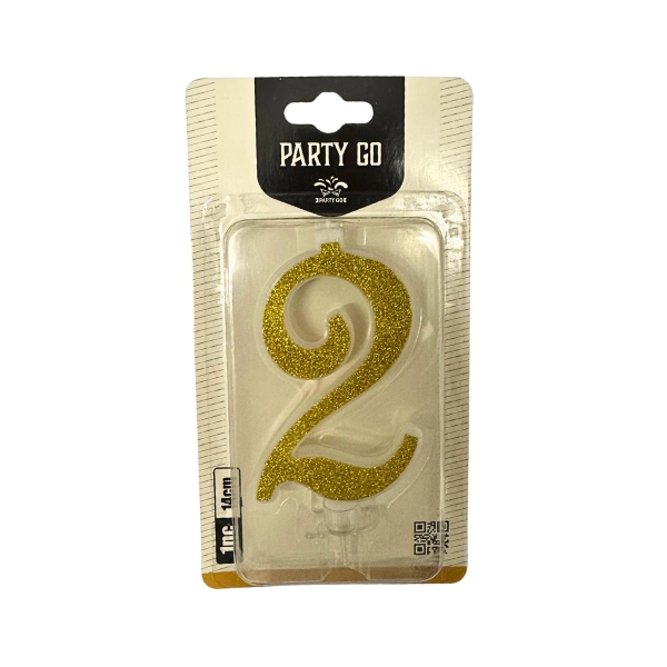 Candela Numero 2 Oro Glitterata – Party GO
