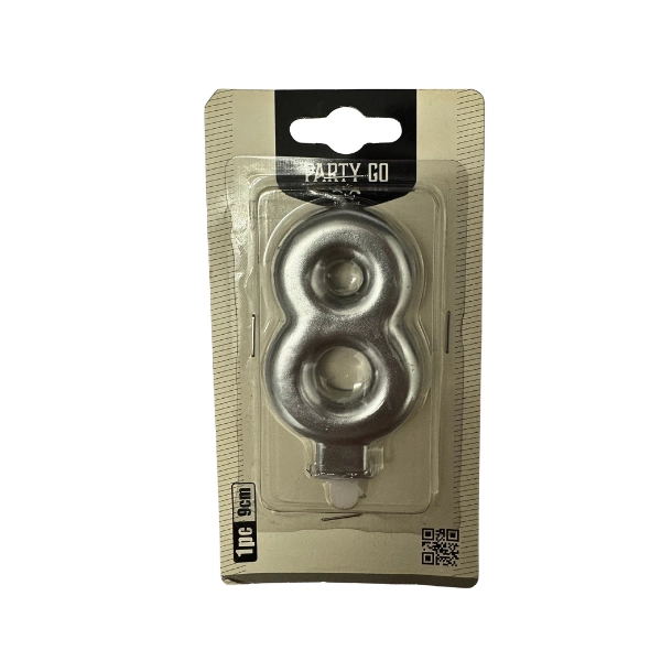 Candela Numero 8 Argento 9cm – Party GO