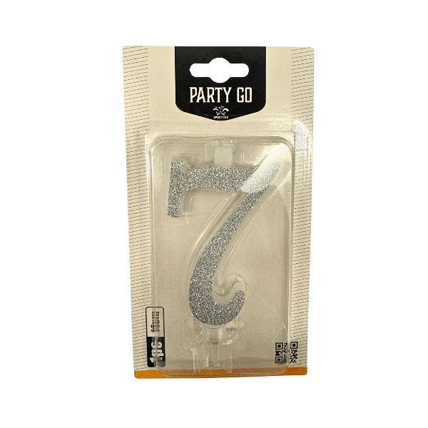 Candela Numero 7 Argento Glitterata – Party GO