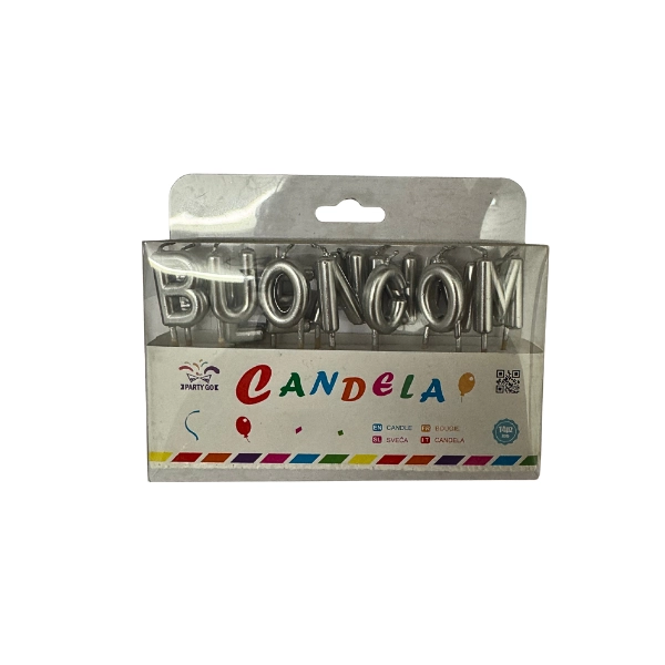 Candeline “BUON COMPLEANNO” Argento – Lettere Singole