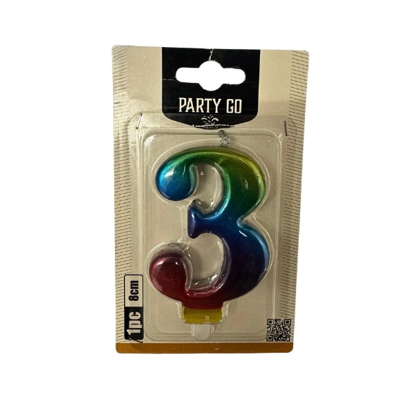 Candela Numero 3 Arcobaleno – Party GO