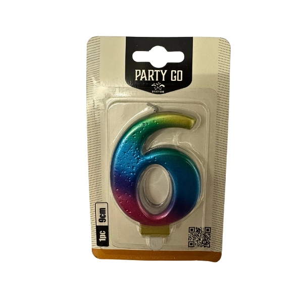 Candela Numero 6 Arcobaleno – Party GO