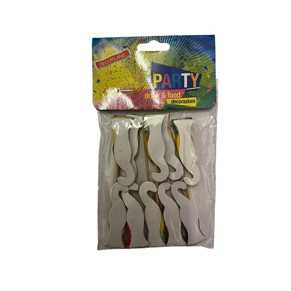 Stecchini Decorativi con Baffi – Party Decorazioni – 10 Pezzi