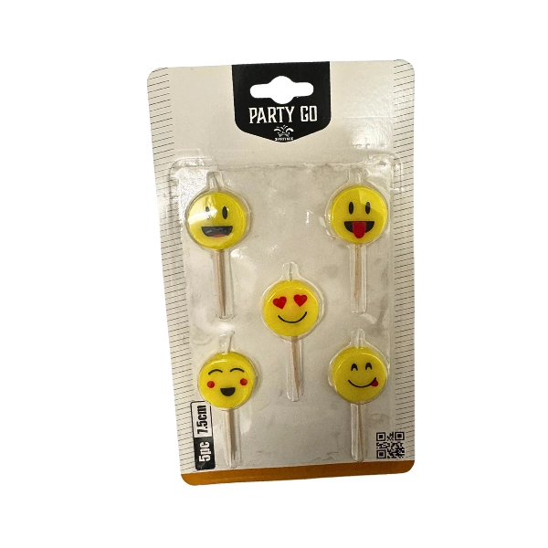 Candeline Emoji Gialle – Set 5 pezzi