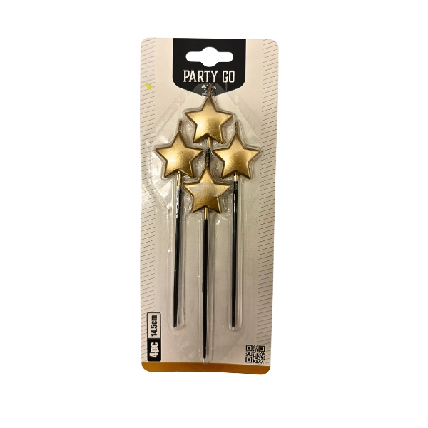Candeline a Forma di Stella Dorata – Set 4 pezzi