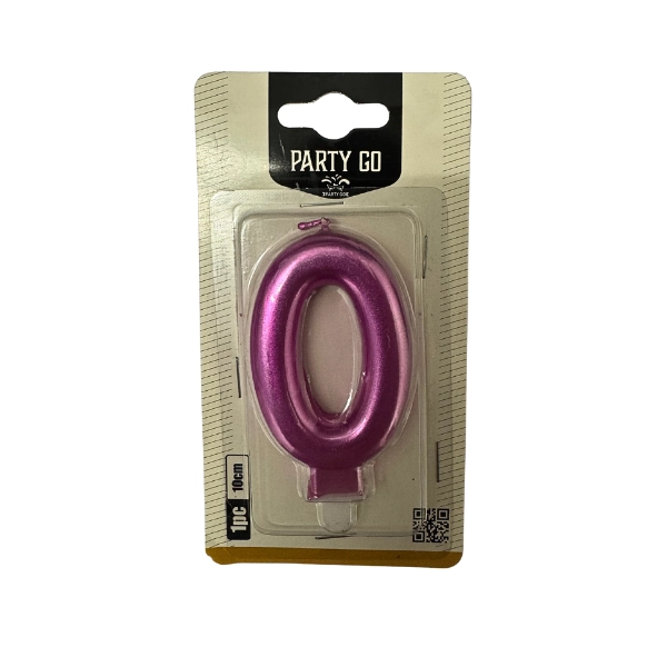 Candela Numero 0 Rosa Metallizzata – Party GO